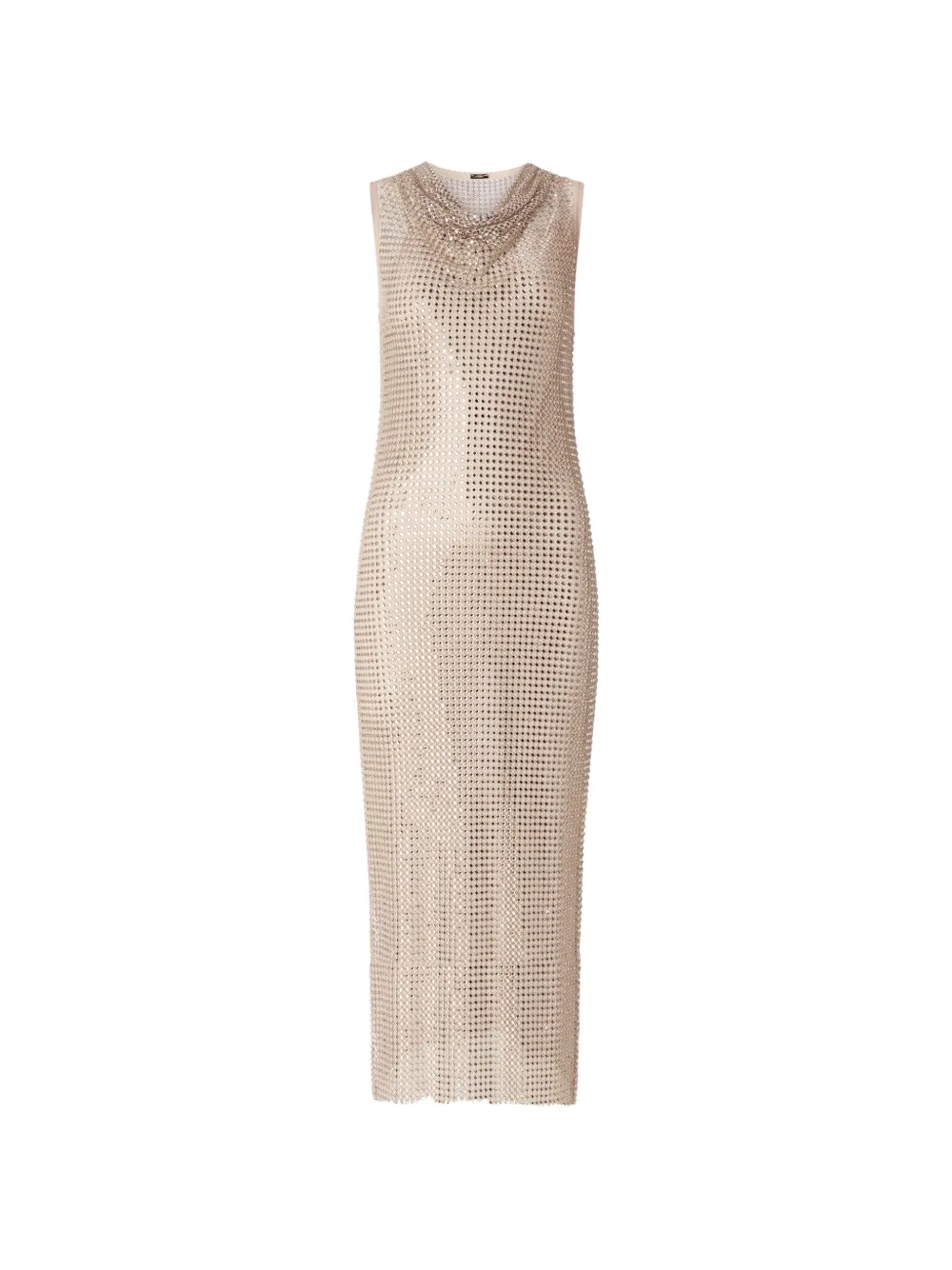 PINKO mesh-effect midi dress with rhinestones - Gold