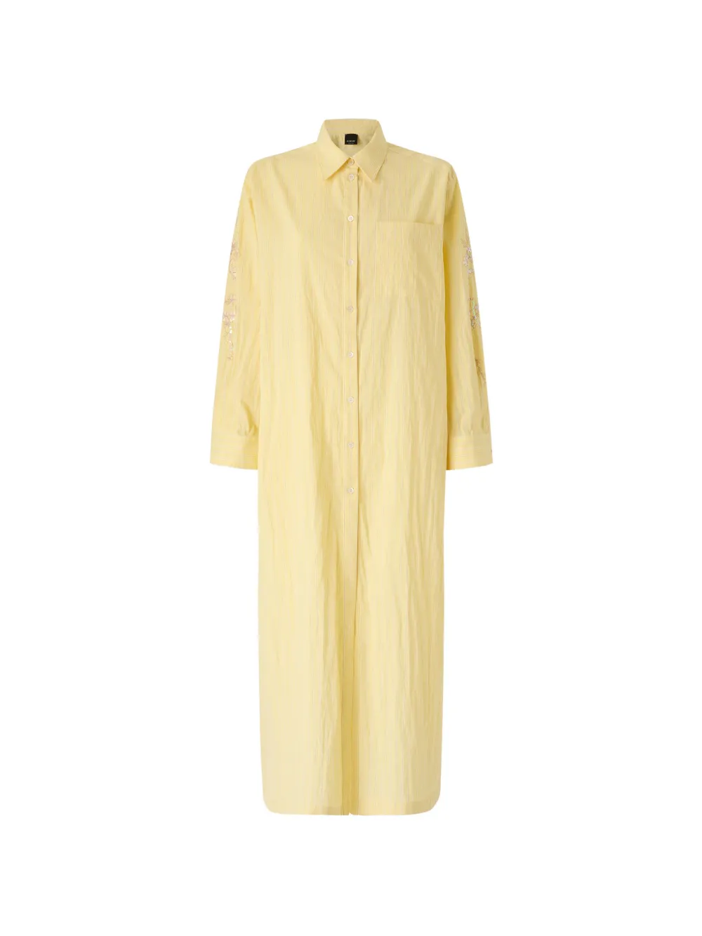 PINKO long striped chemisier dress with floral embroidery - Giallo