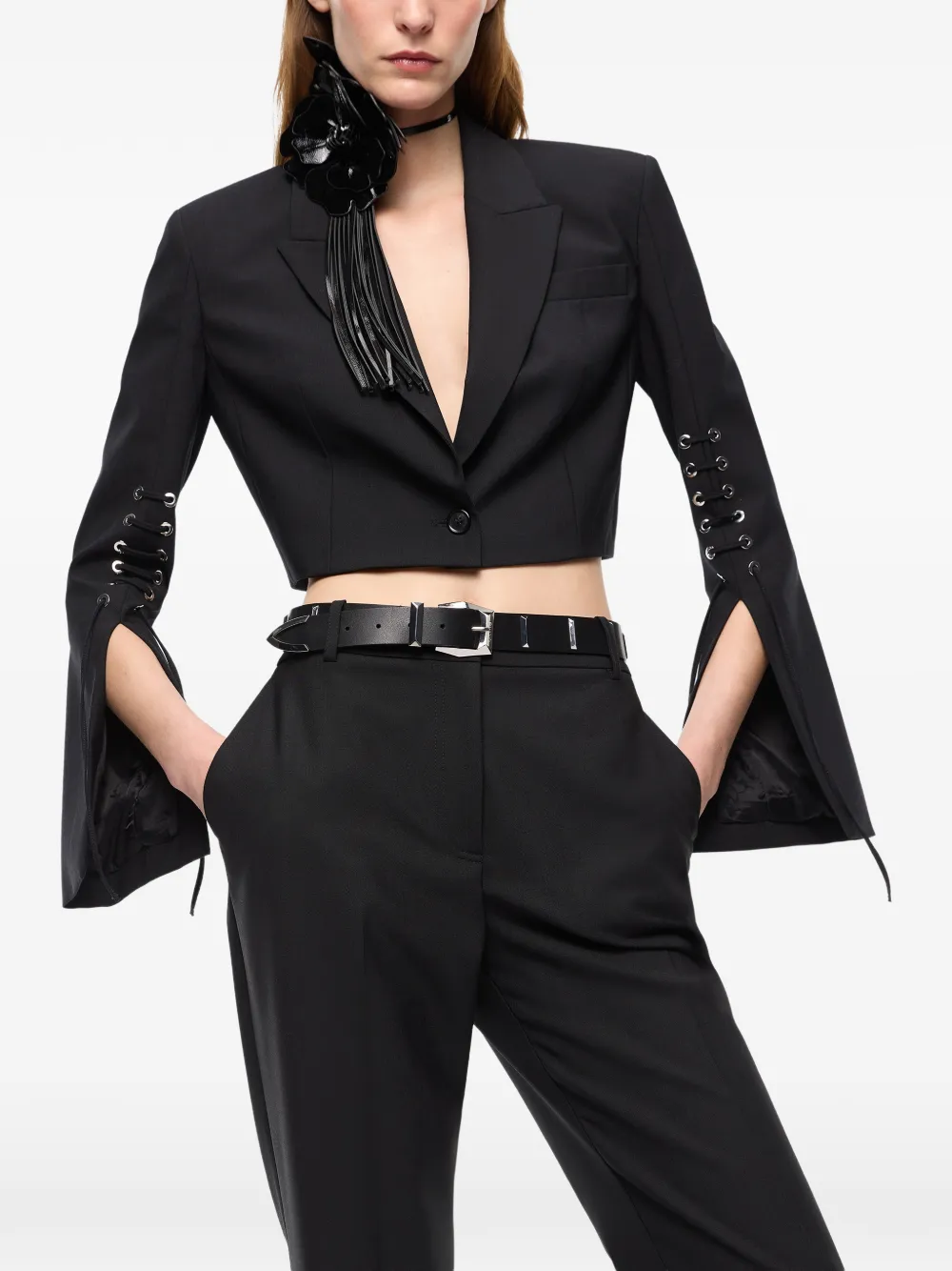 PINKO Cropped jack met veters Zwart