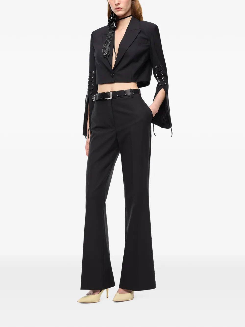 PINKO Cropped jack met veters Zwart