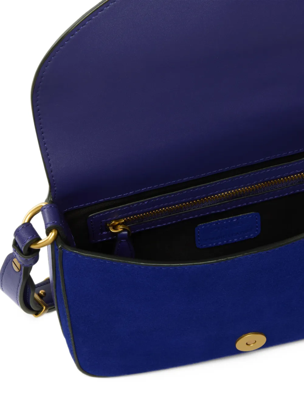PINKO mini Love Birds suede crossbody bag Blauw