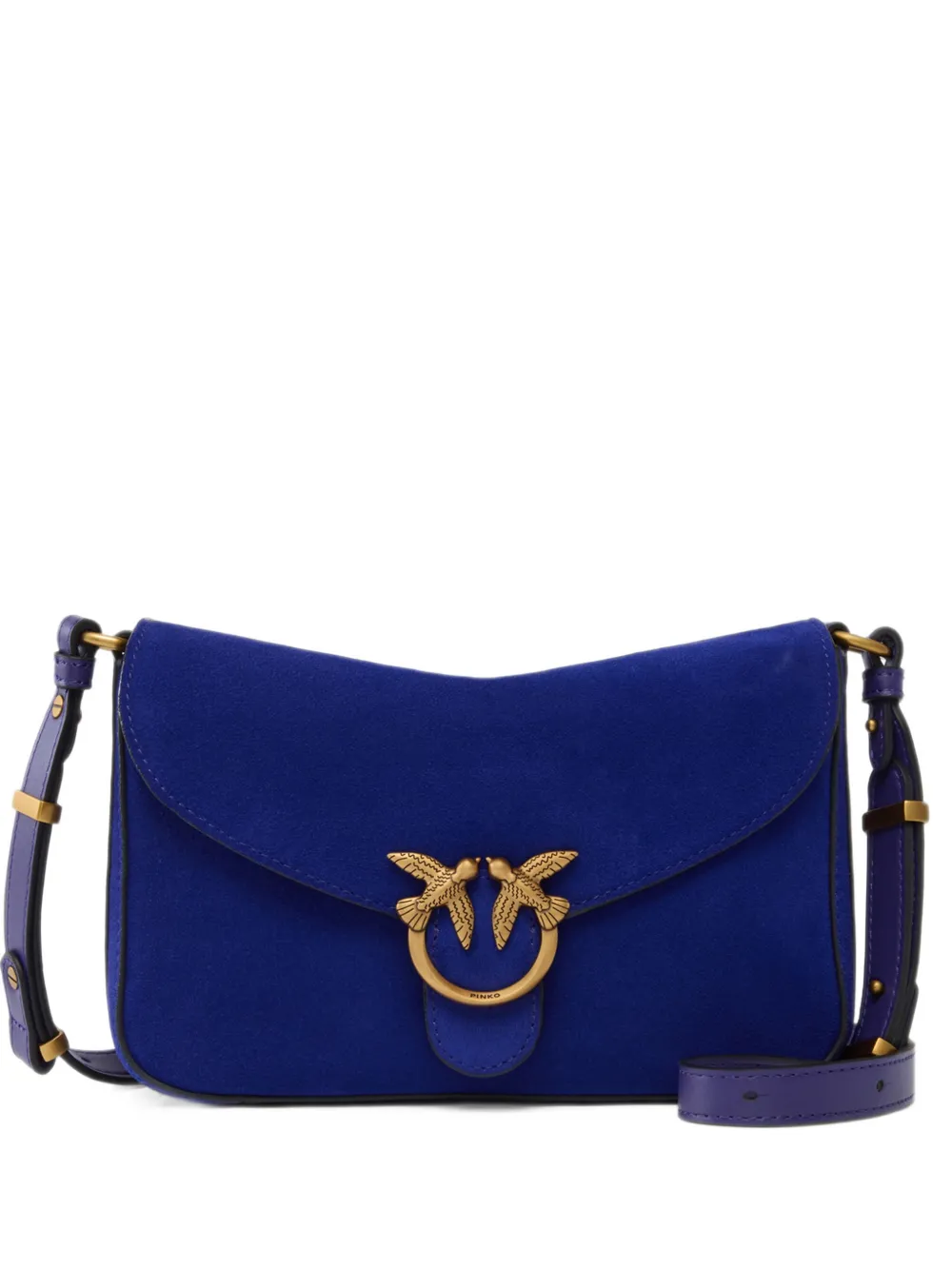 PINKO mini Love Birds suede crossbody bag - Blu