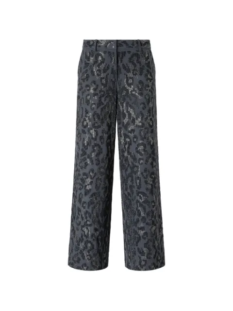 PINKO wide-leg trousers with animal-print and micro-strass