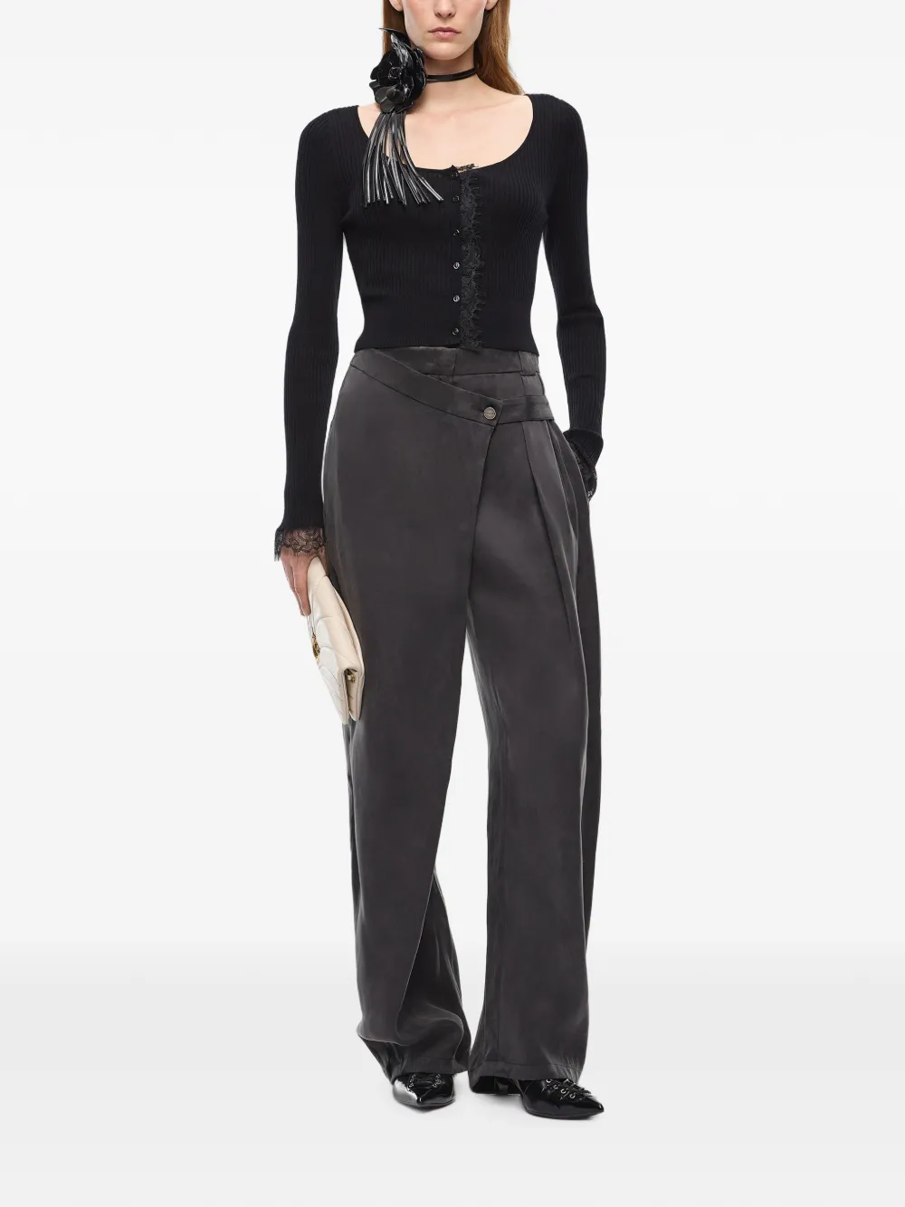 PINKO Plooibroek met wikkel-stijl Zwart