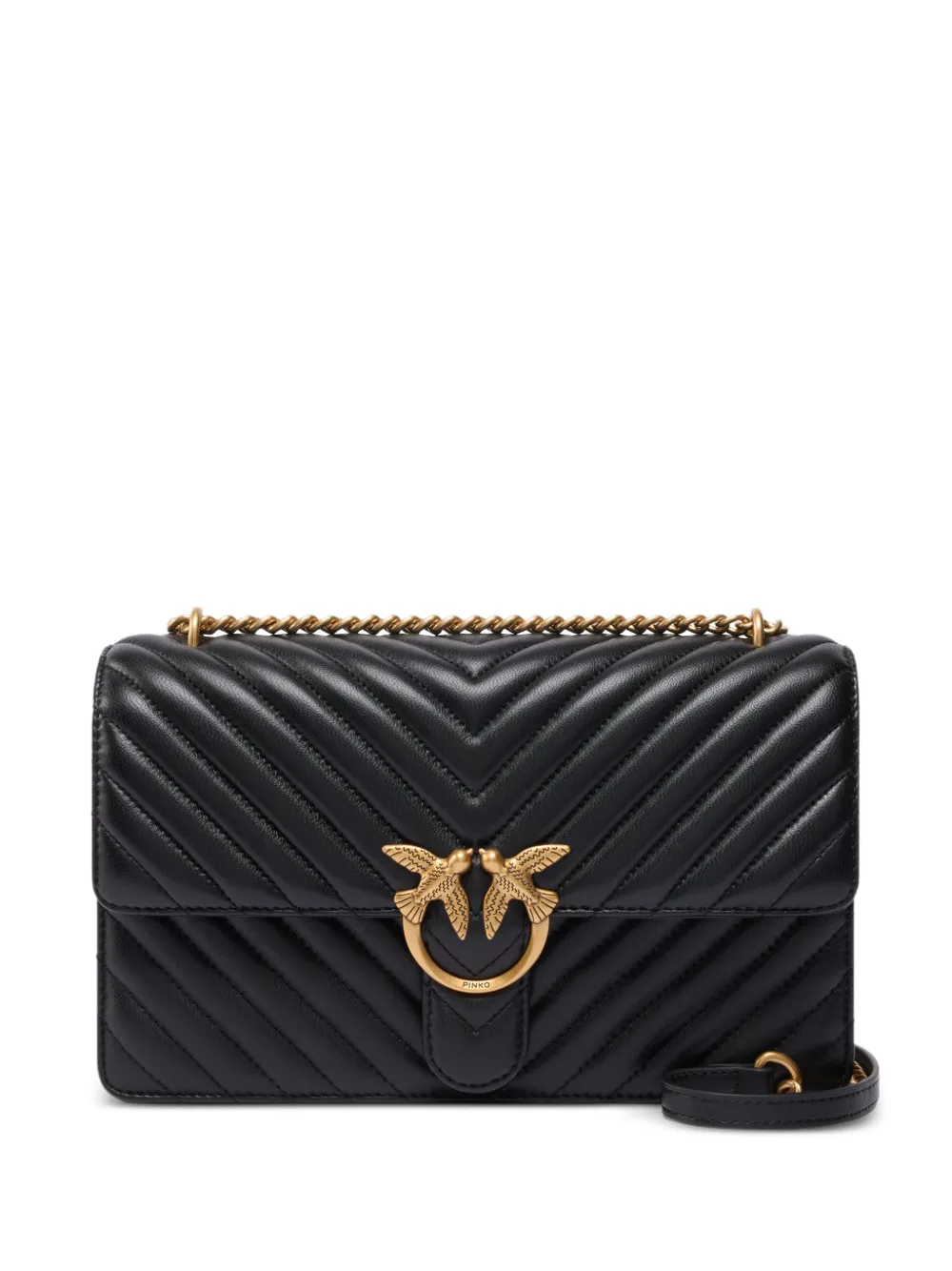 PINKO Love Birds quilted leather shoulder bag - Nero