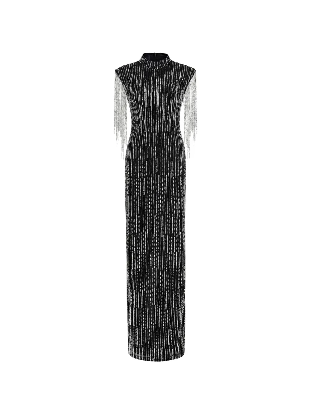 PINKO crystal-embellished fringed dress - Black