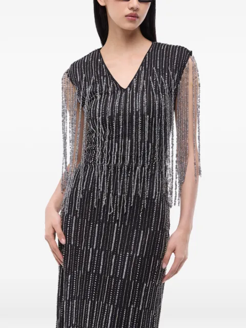 PINKO crystal-embellished fringed dress