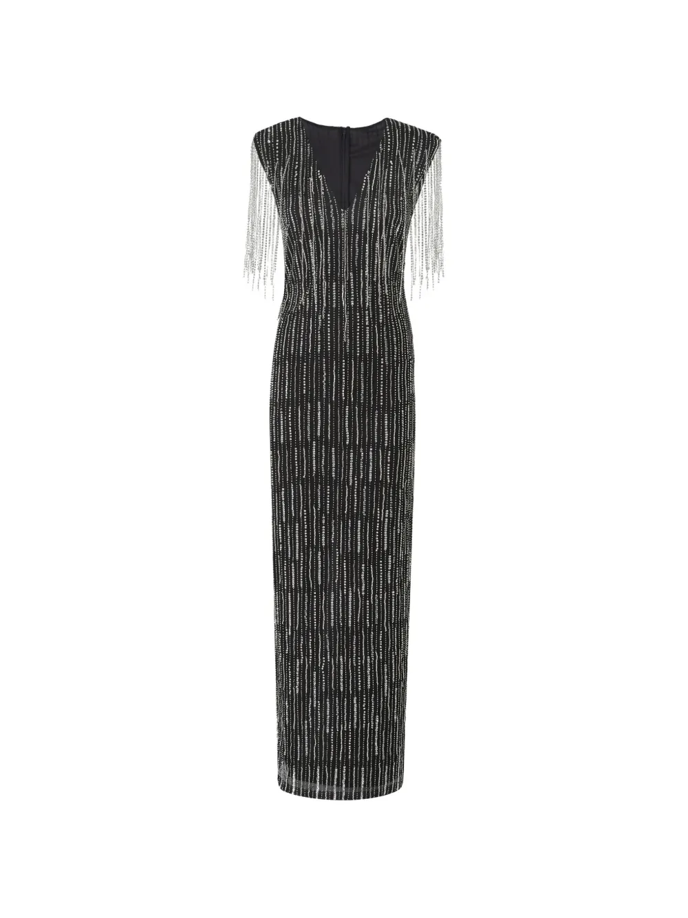 PINKO Abito con cristalli e frange - Nero
