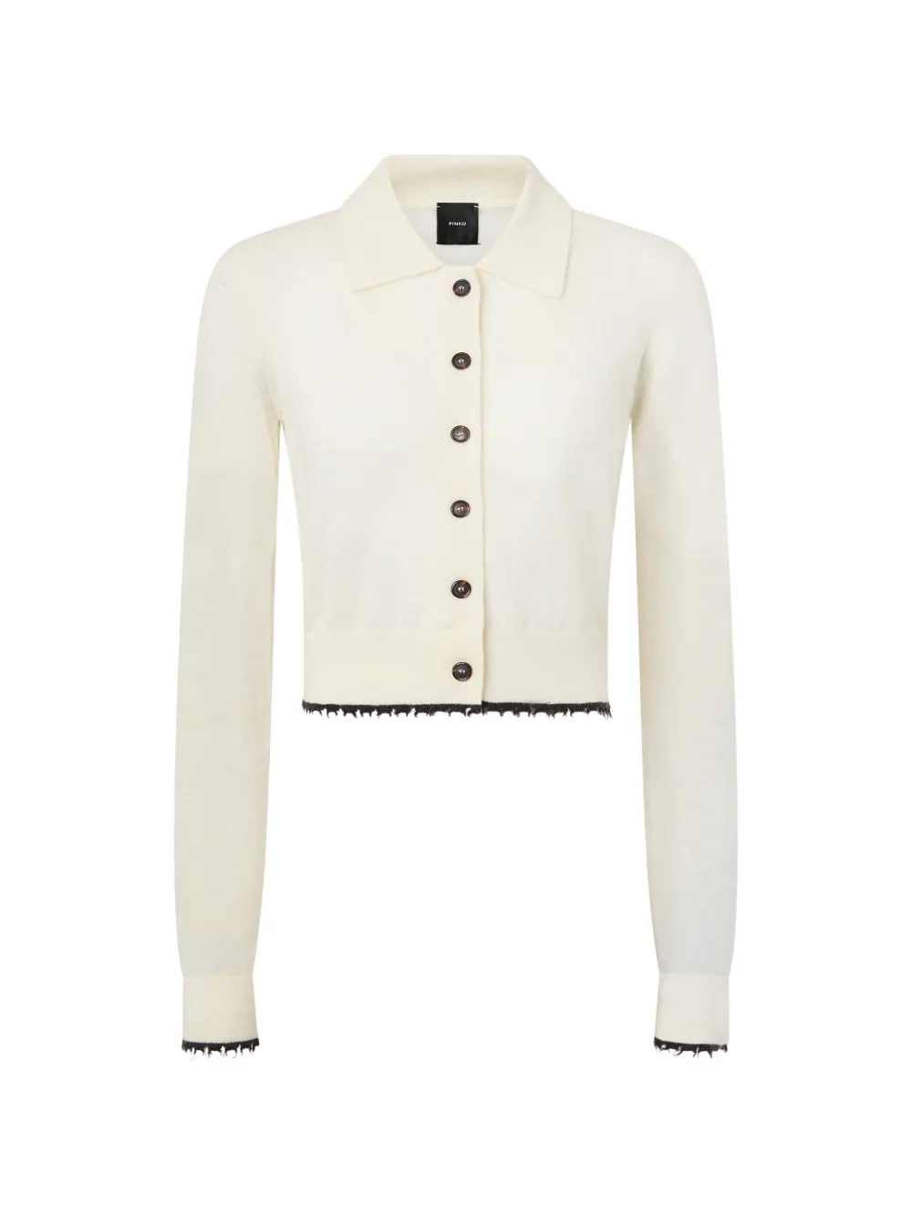PINKO cropped cardigan with polo collar - Nude