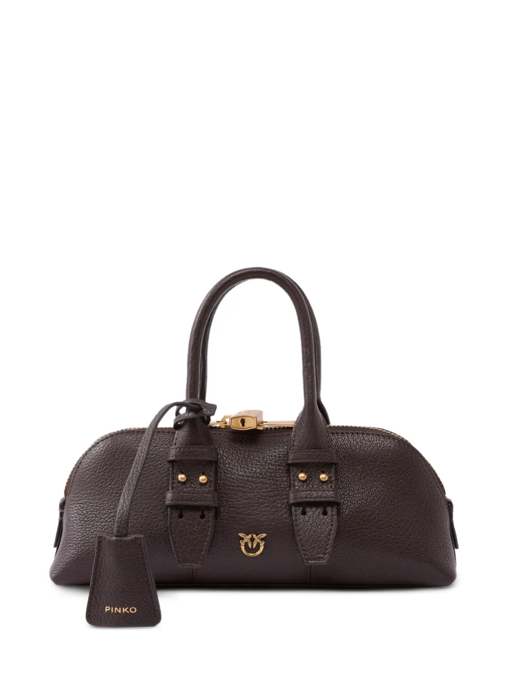 PINKO Love Birds leather tote bag - Brown