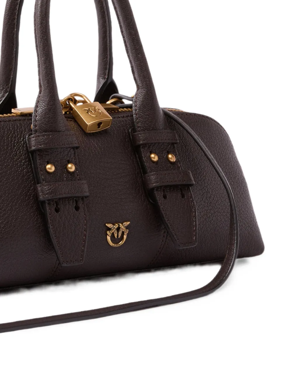 PINKO Kleine Escape Bag Horizontal handtas van bewerkt leer Bruin