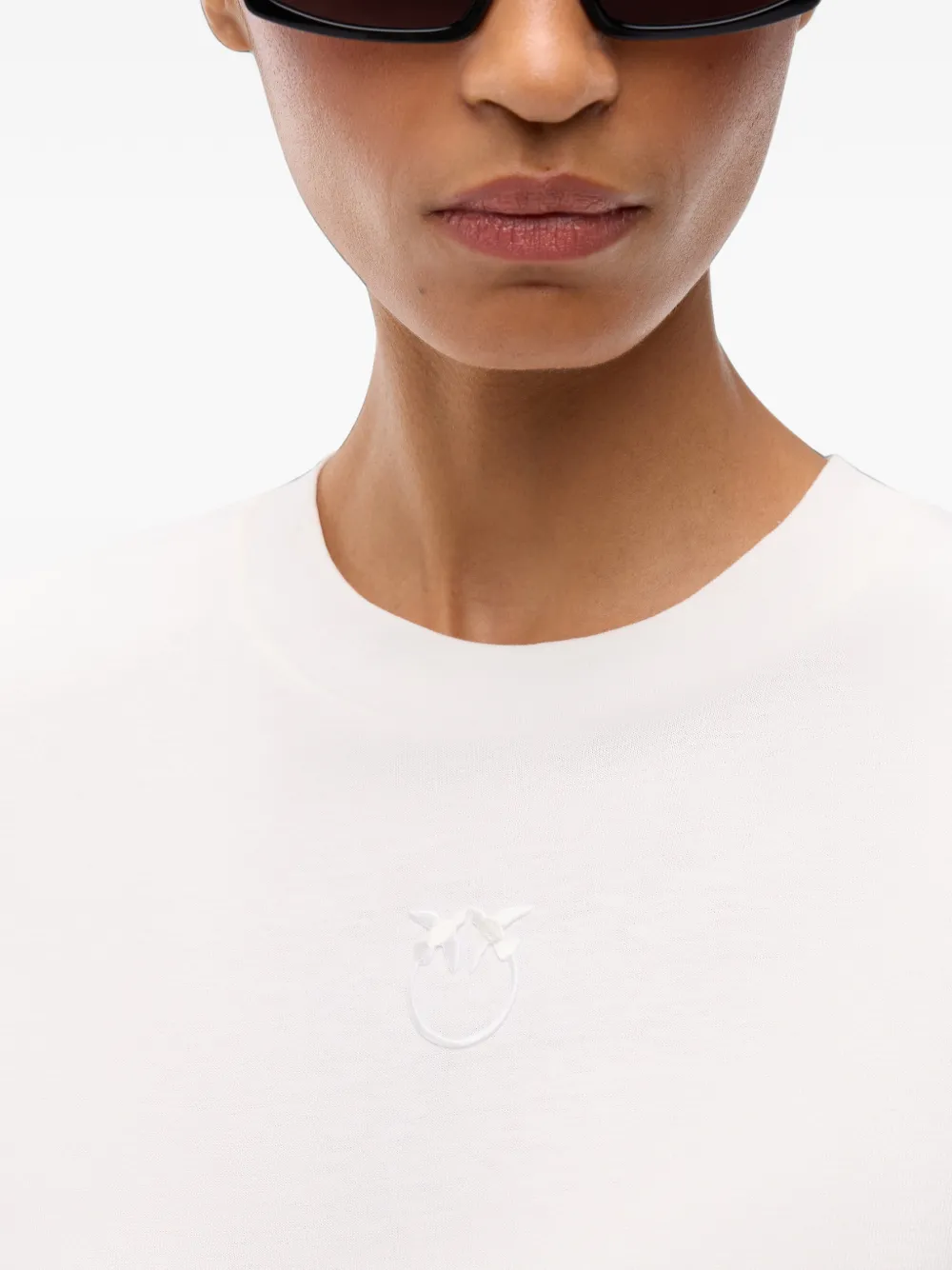 PINKO T-shirt met wijde mouwen en Love Birds-logo Wit