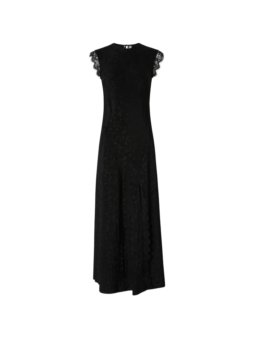 PINKO lace-trim jacquard-pattern midi dress - Schwarz