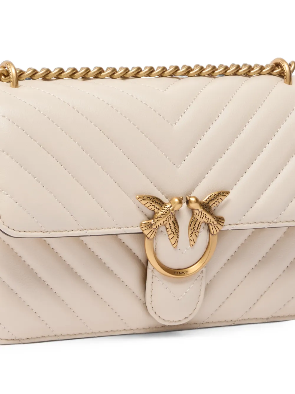 PINKO Love gewatteerde leren schoudertas met chevronpatroon Beige