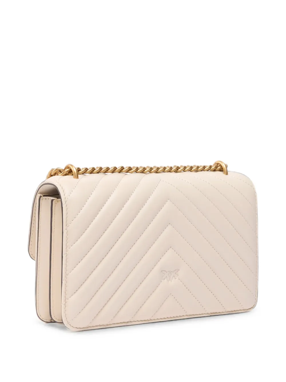 PINKO Love gewatteerde leren schoudertas met chevronpatroon Beige