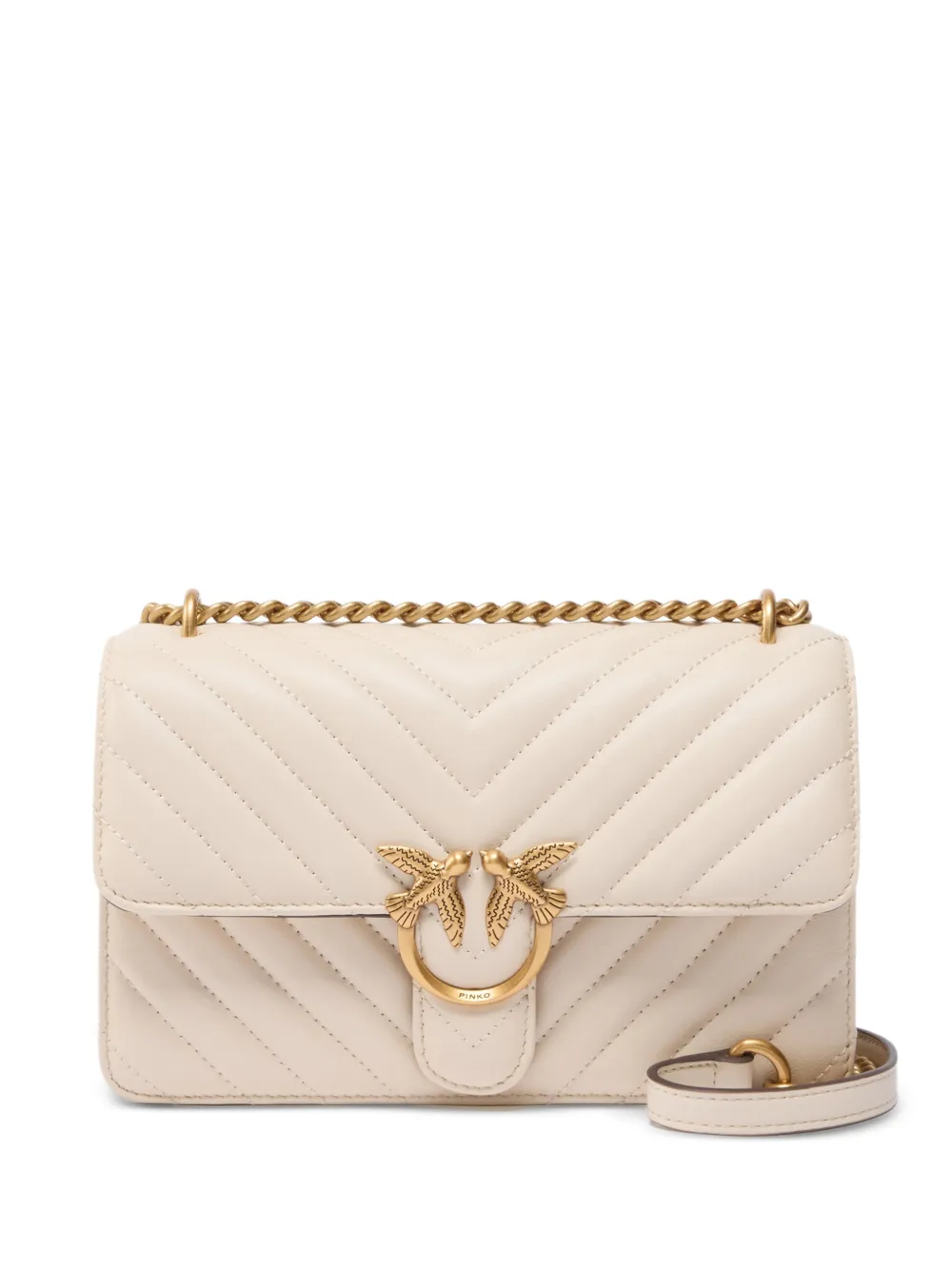 PINKO Love chevron-quilted leather shoulder bag - Neutrals