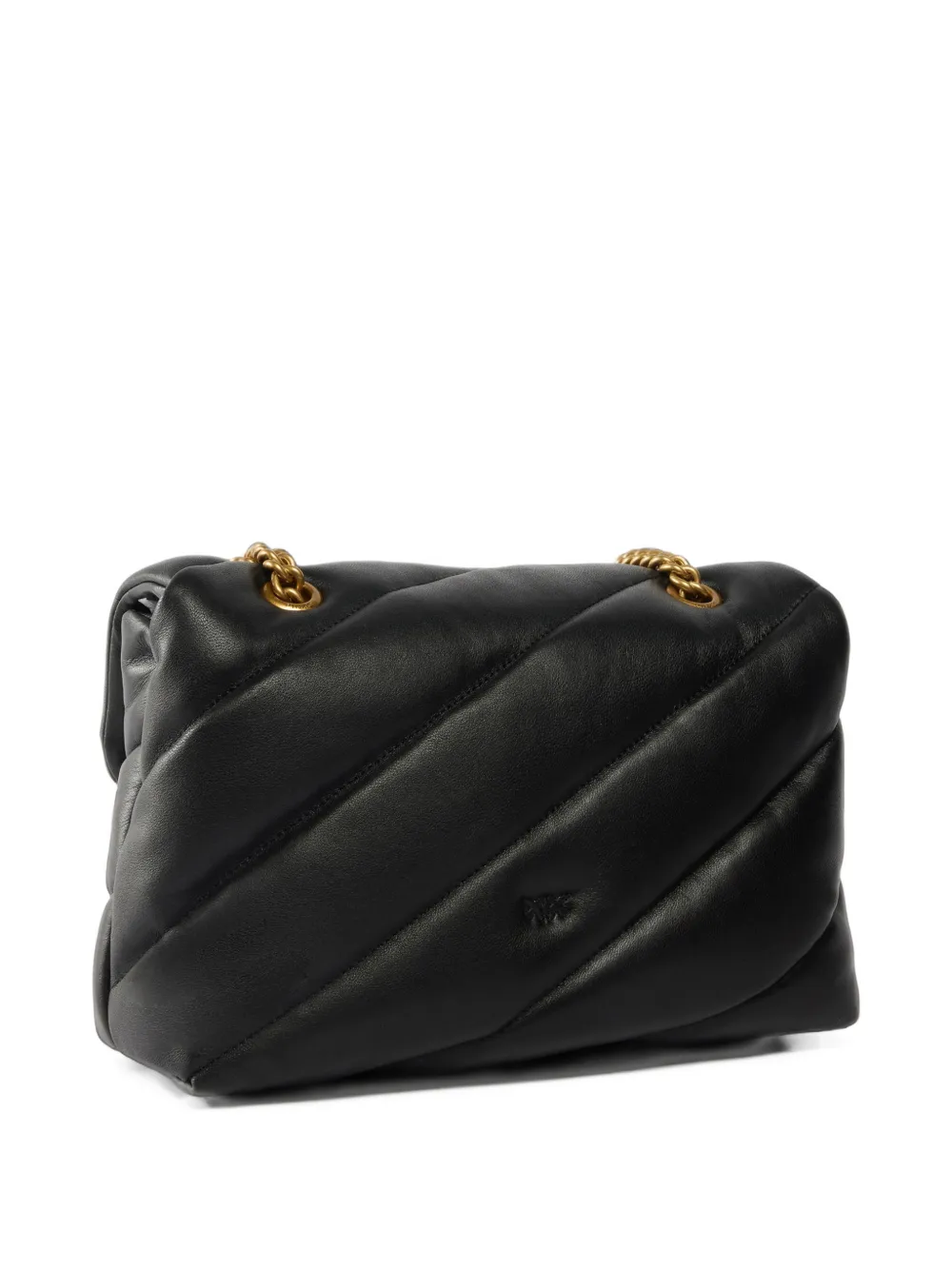 PINKO Love Puff medium crossbody bag in quilted nappa leather with jewel buckle Zwart
