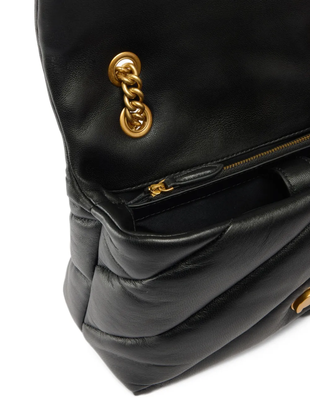 PINKO Love Puff medium crossbody bag in quilted nappa leather with jewel buckle Zwart