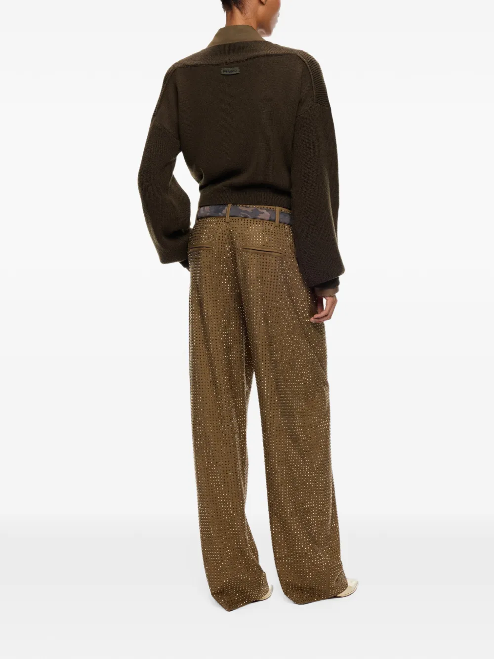 PINKO Cropped trui met V-hals Groen