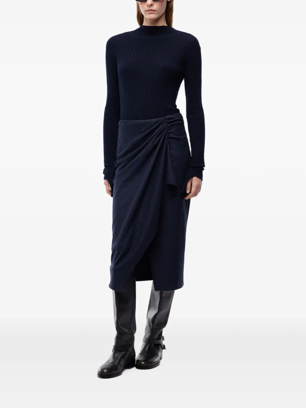 PINKO Ribgebreide jurk met krijtstreep Blauw