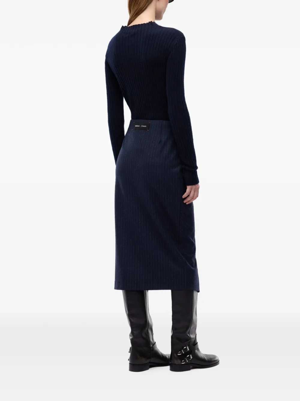 PINKO Ribgebreide jurk met krijtstreep Blauw