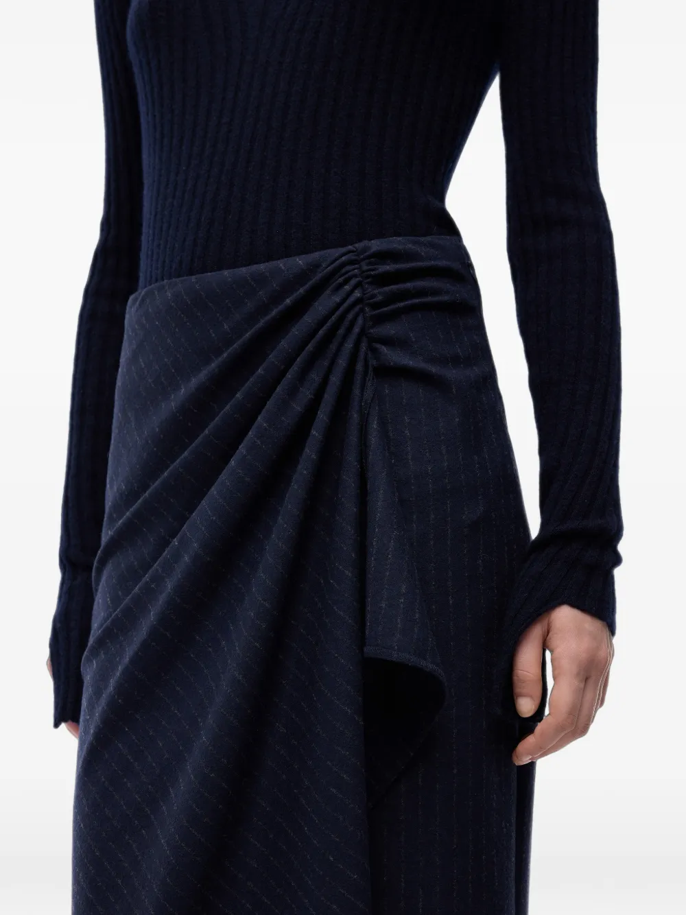 PINKO Ribgebreide jurk met krijtstreep Blauw