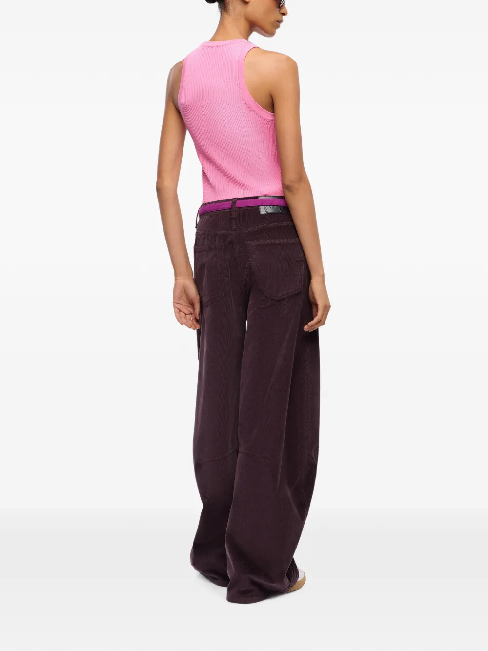 PINKO Geribbelde top met doorzichtig Love Birds logo Roze