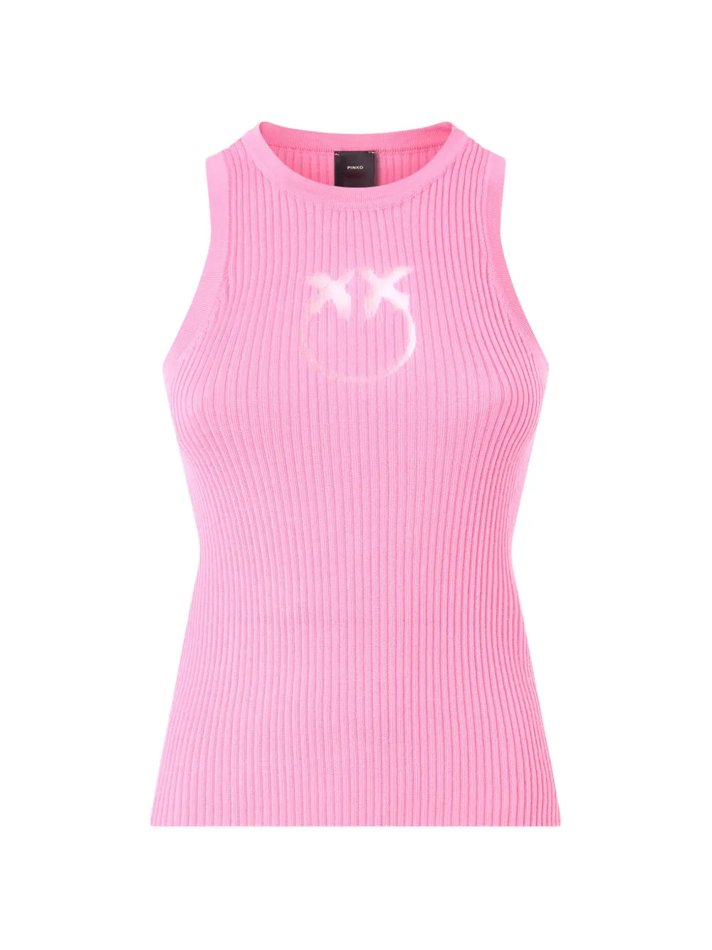 PINKO ribbed top with sheer Love Birds logo - Rosa