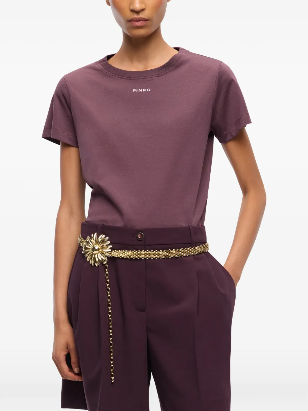 PINKO T-shirt met logoprint Paars