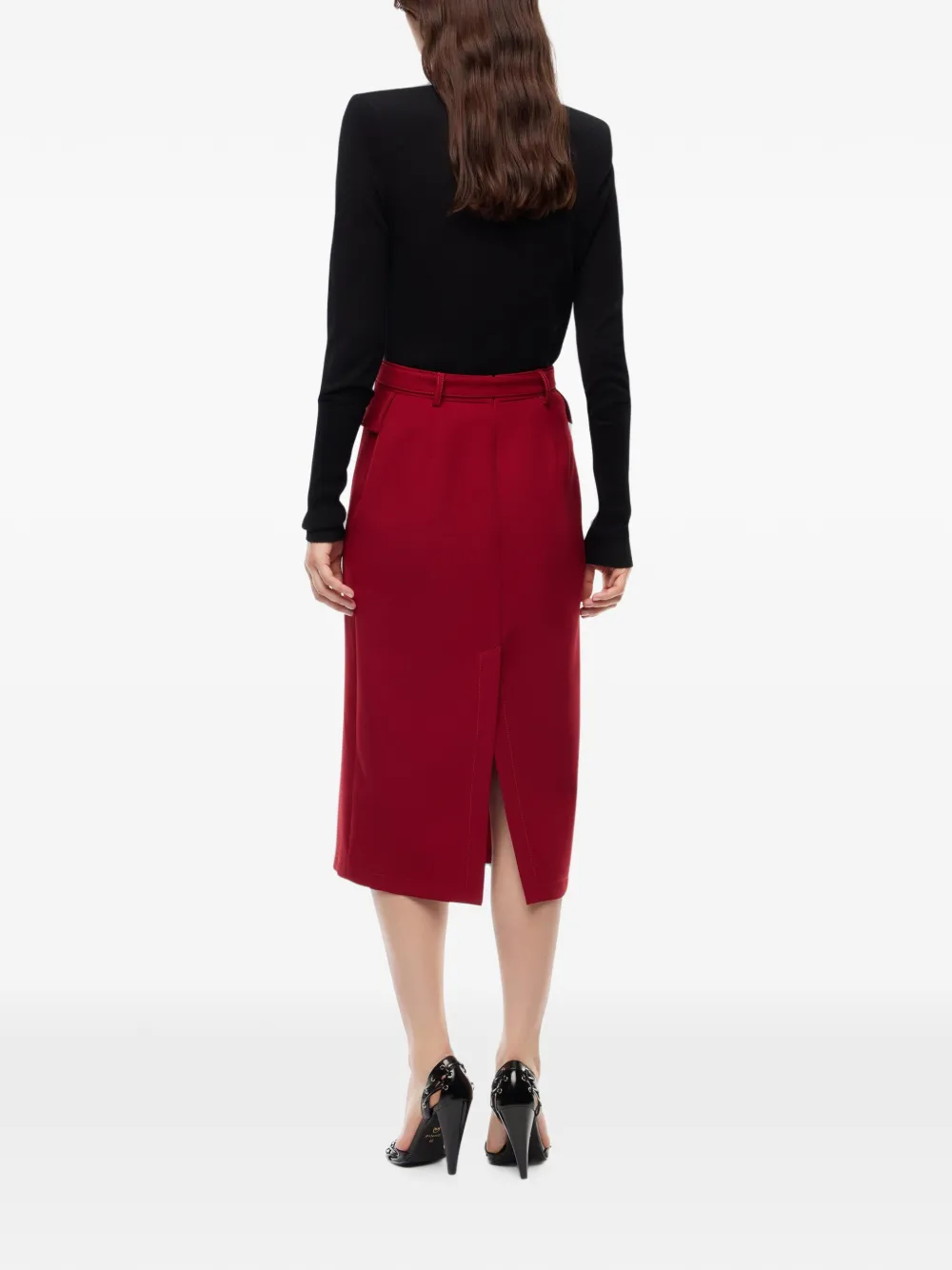 PINKO Midi-rok met ceintuur en split Rood