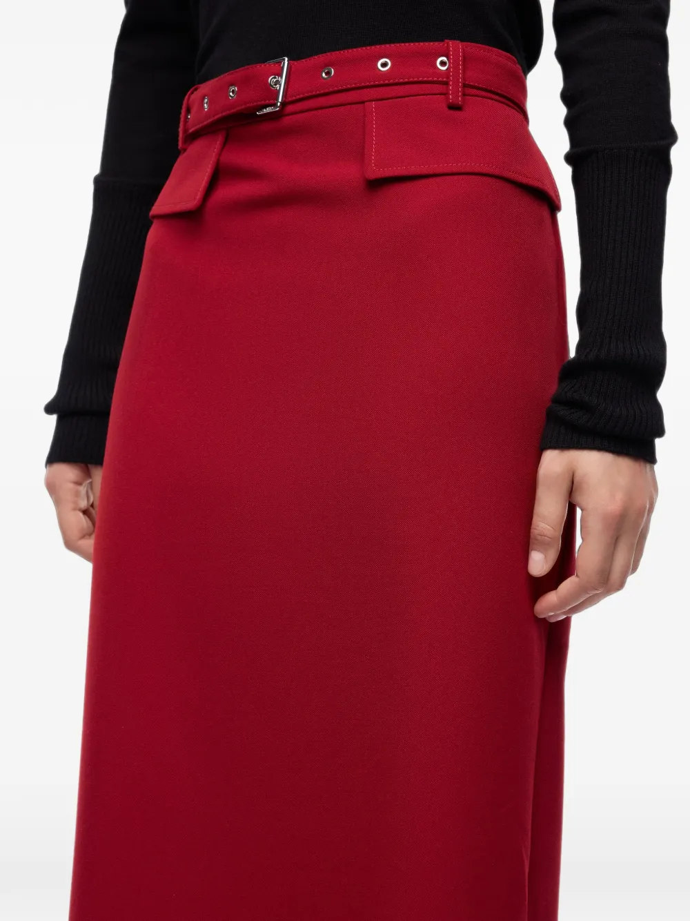 PINKO Midi-rok met ceintuur en split Rood