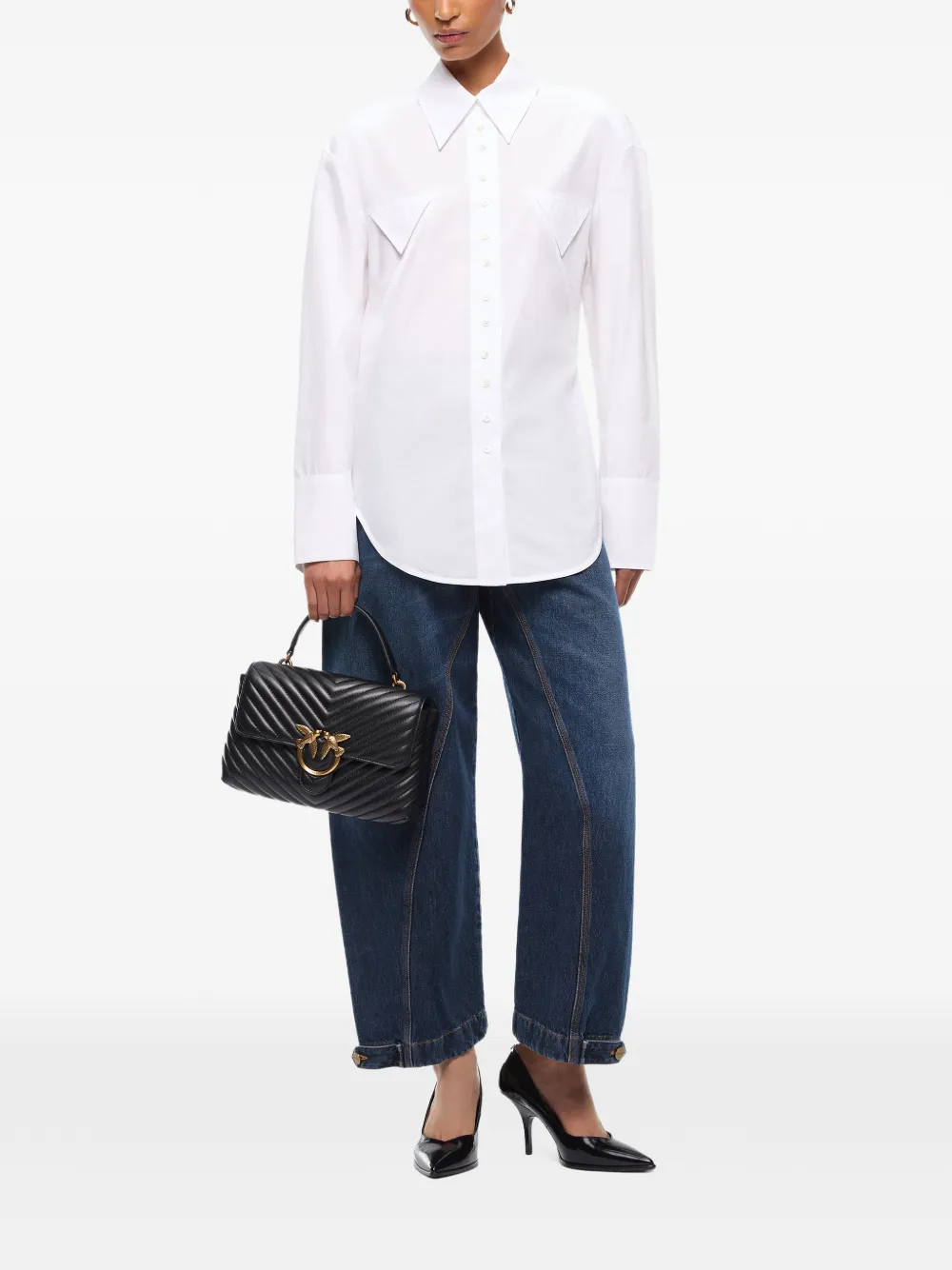 PINKO Slim-fit overhemd met trekkoord Wit