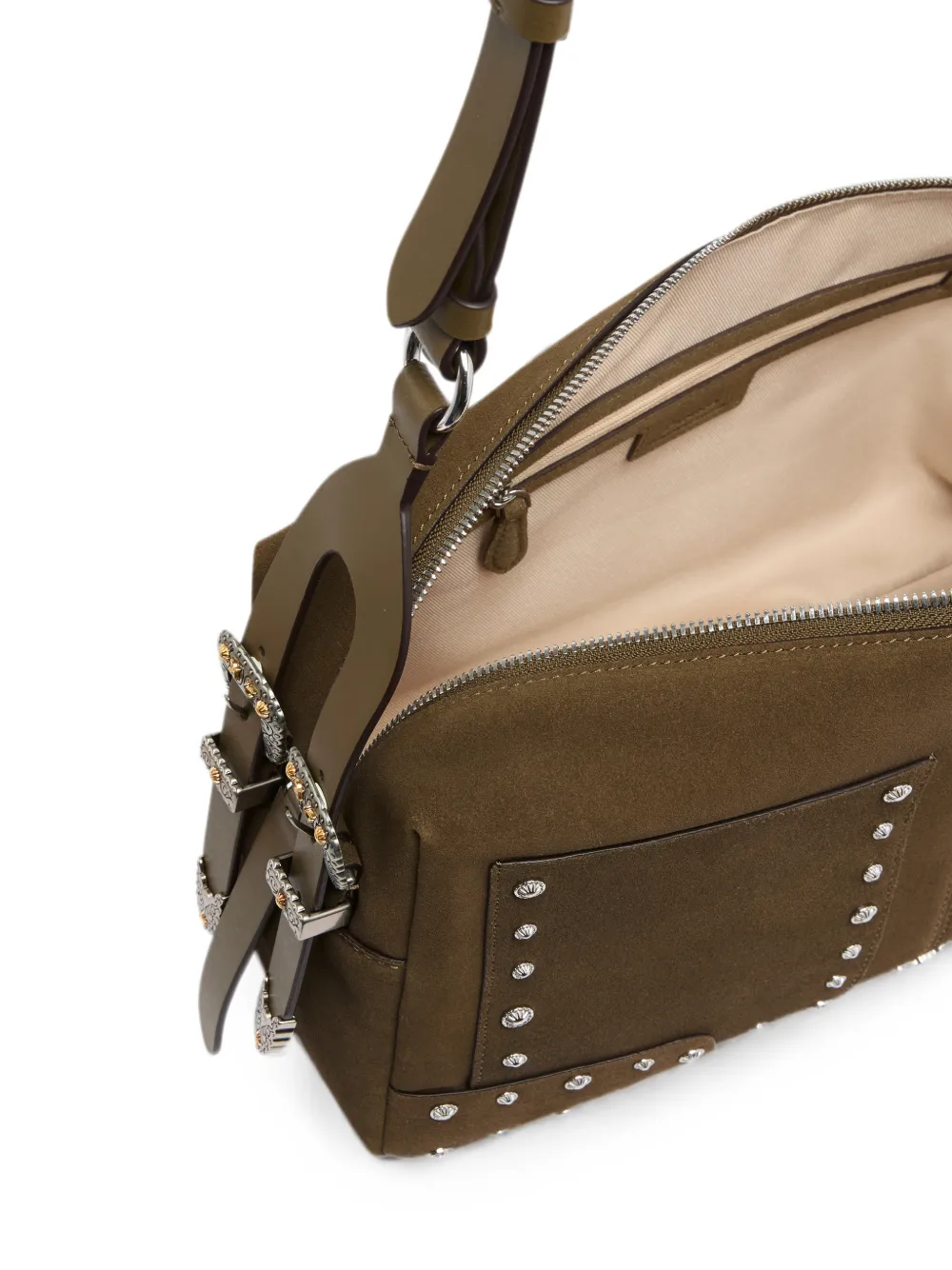 PINKO Schoudertas met gespdetail en studs Groen