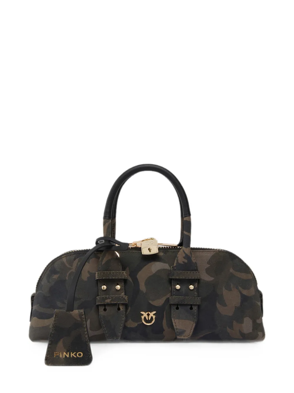 PINKO camouflage-print leather tote bag