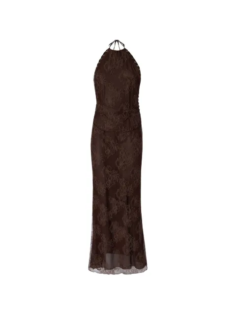 PINKO lace-overlay halterneck dress