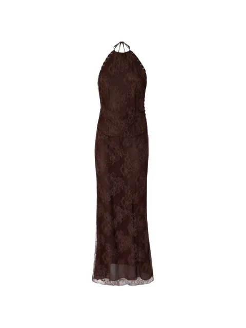 PINKO lace-overlay halterneck dress