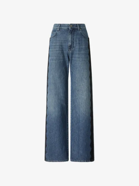 PINKO lace-trim wide-leg jeans