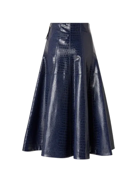 PINKO croc-effect flared midi skirt