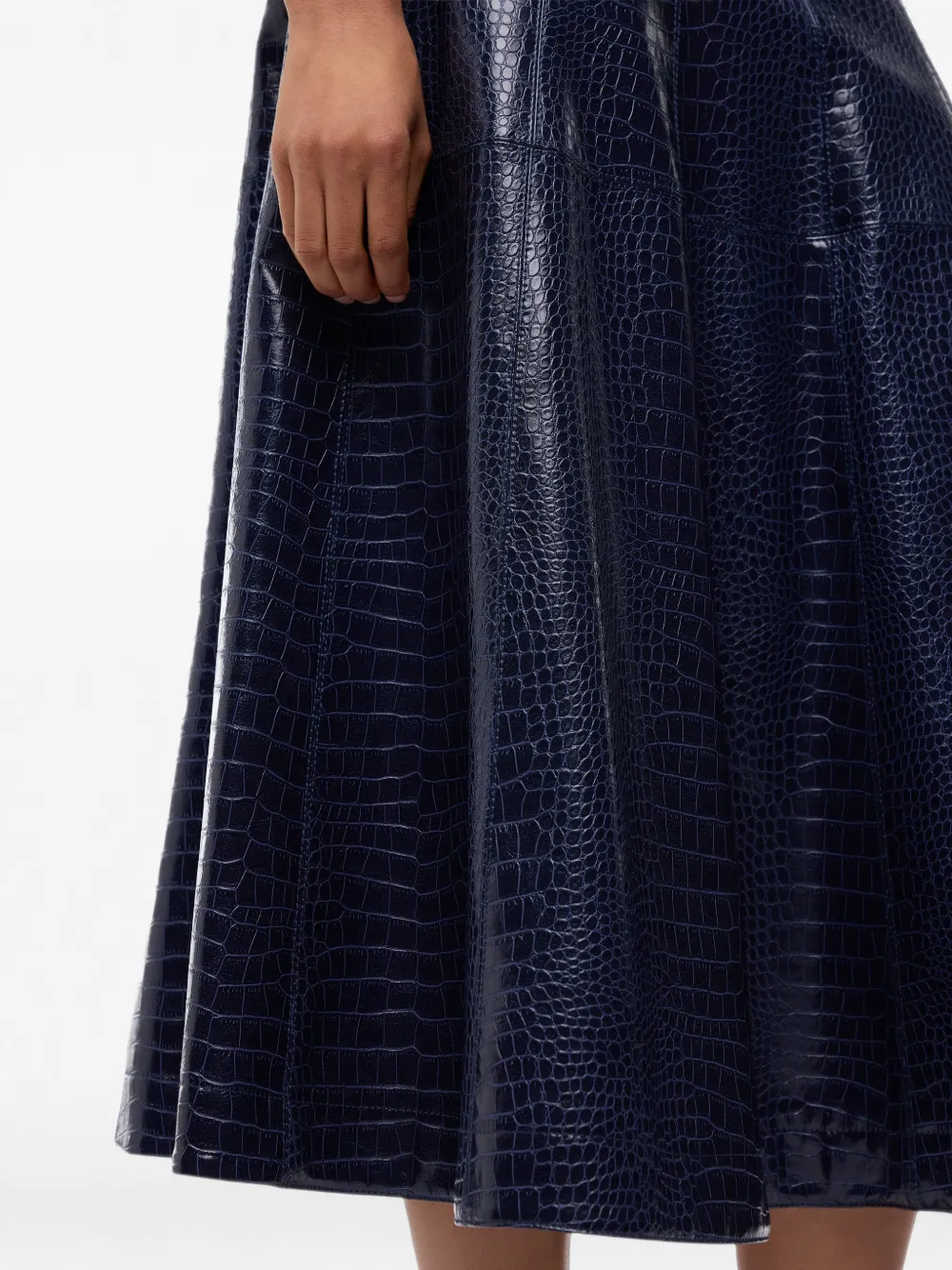 PINKO Flared midi-rok met krokodillen-reliëf Blauw