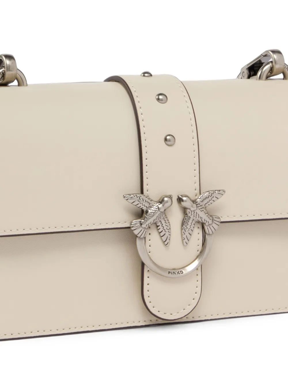 PINKO Kleine Love Bag One leren schoudertas met gesp Beige