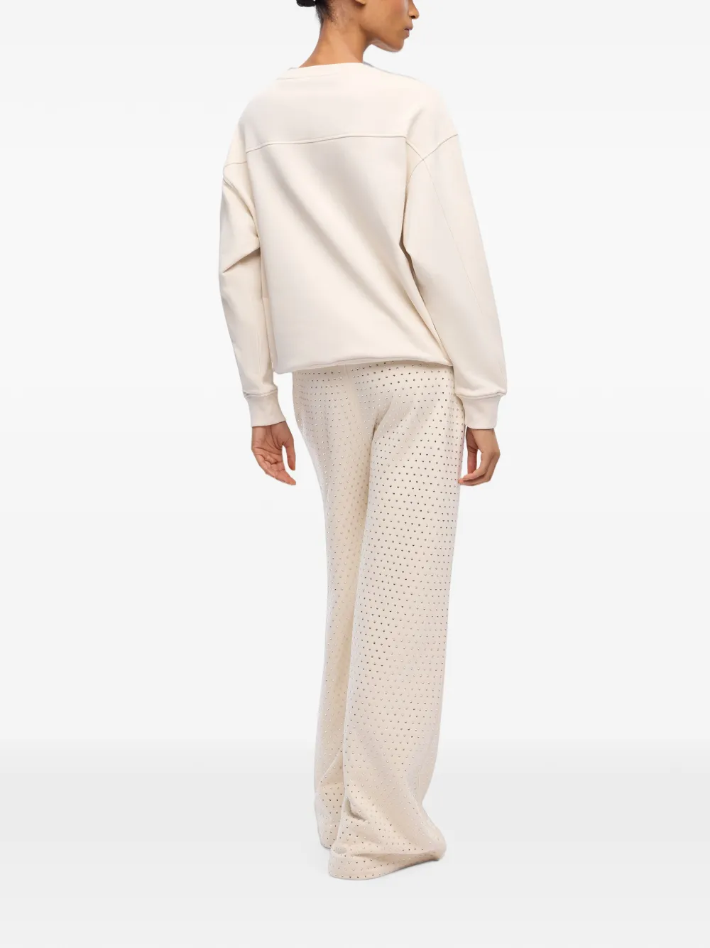 PINKO Love Birds crystal-embellished sweatshirt Beige