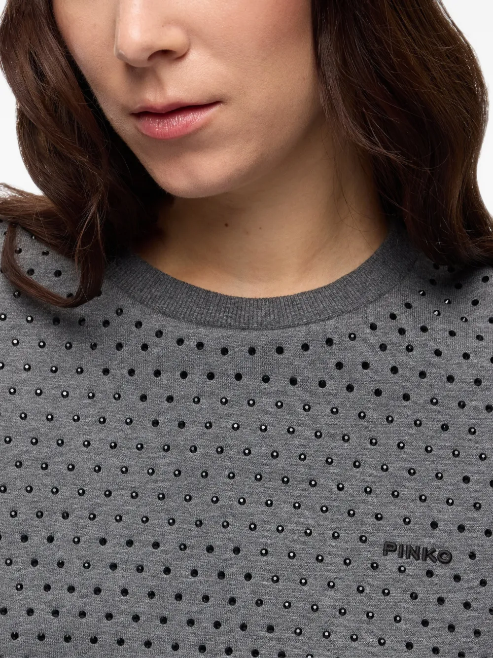 PINKO Sweater verfraaid met kristallen logoprint Grijs