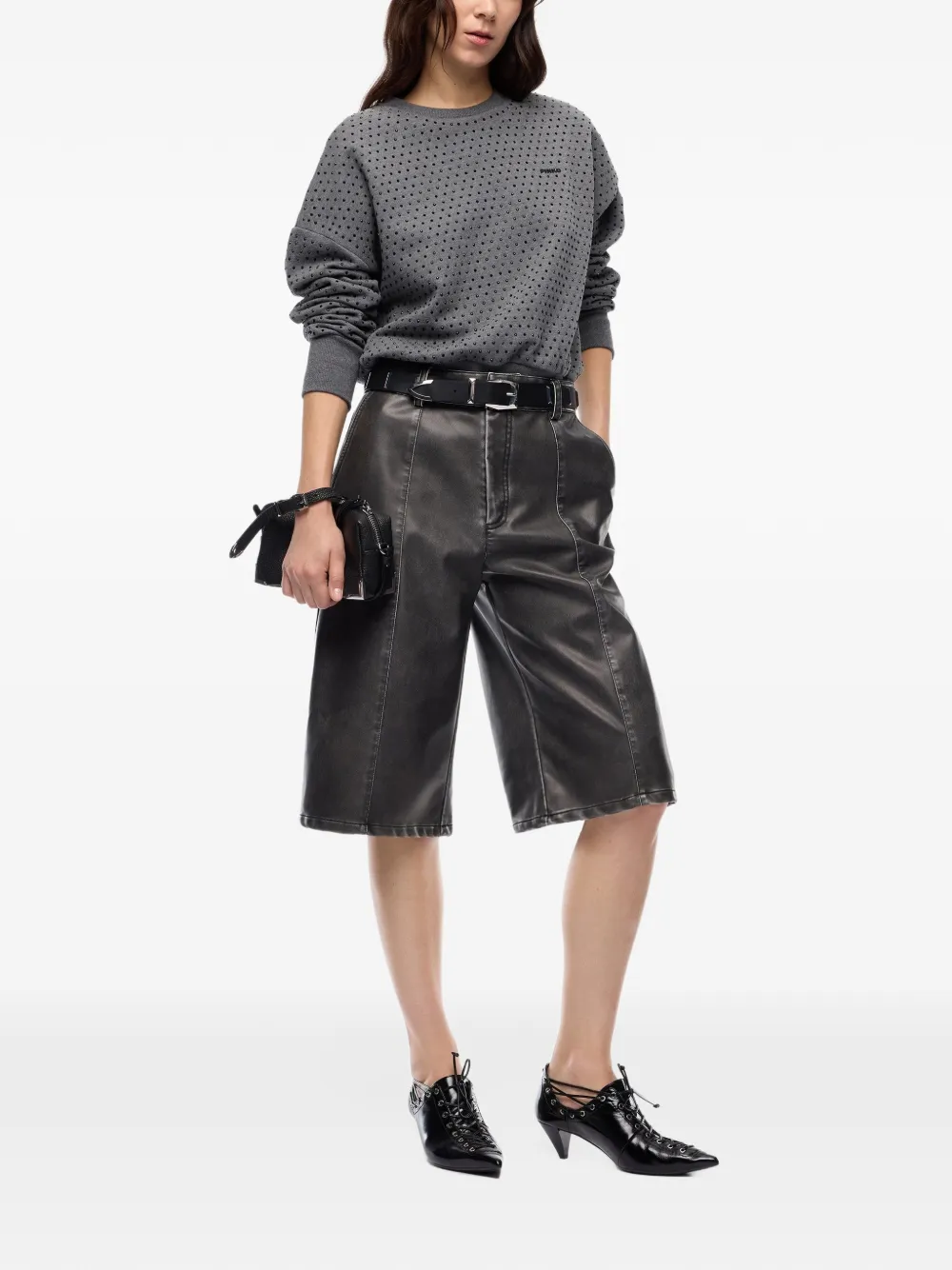 PINKO Sweater verfraaid met kristallen logoprint Grijs