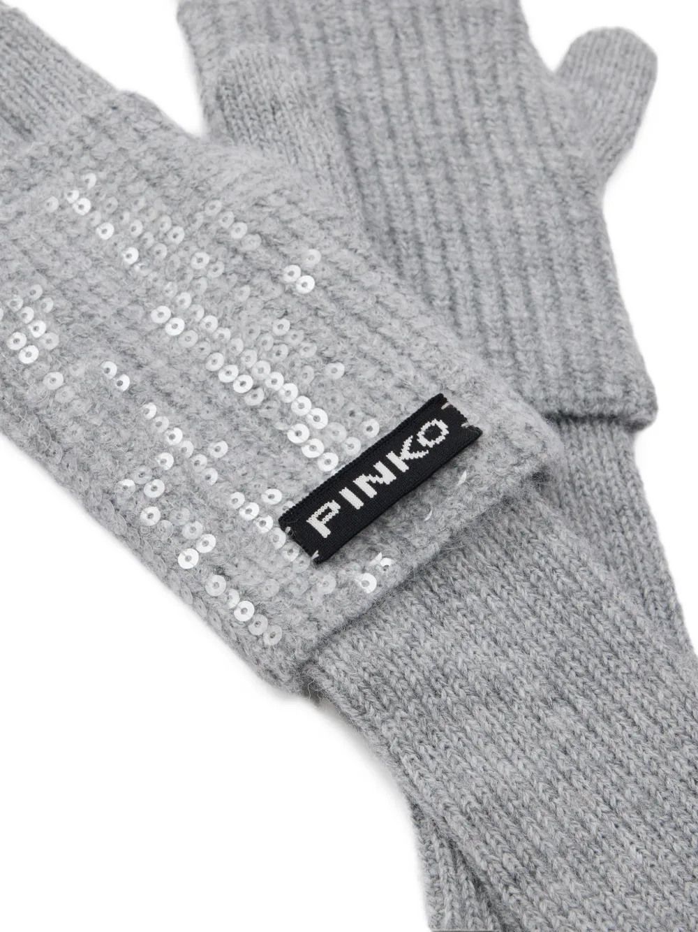 PINKO Handschoenen met pailletten en logo Grijs