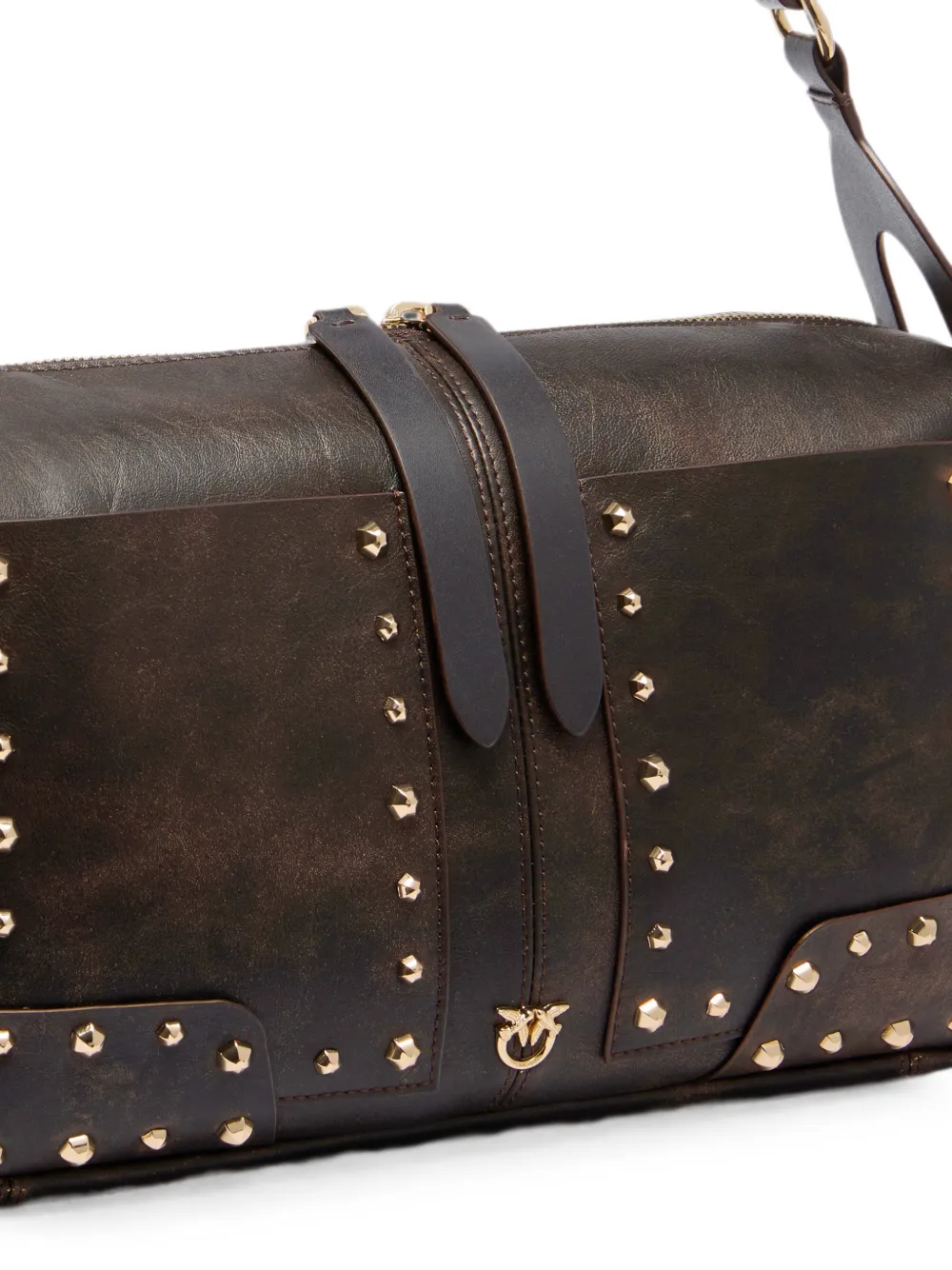 PINKO Leren schoudertas met studs Bruin