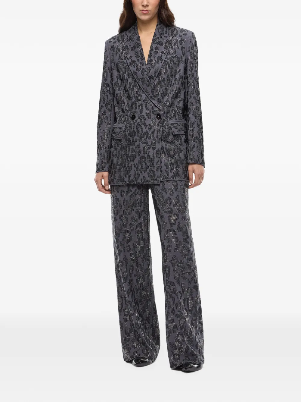 PINKO Jack met dubbele rij knopen stras en jaguar-patroon Grijs