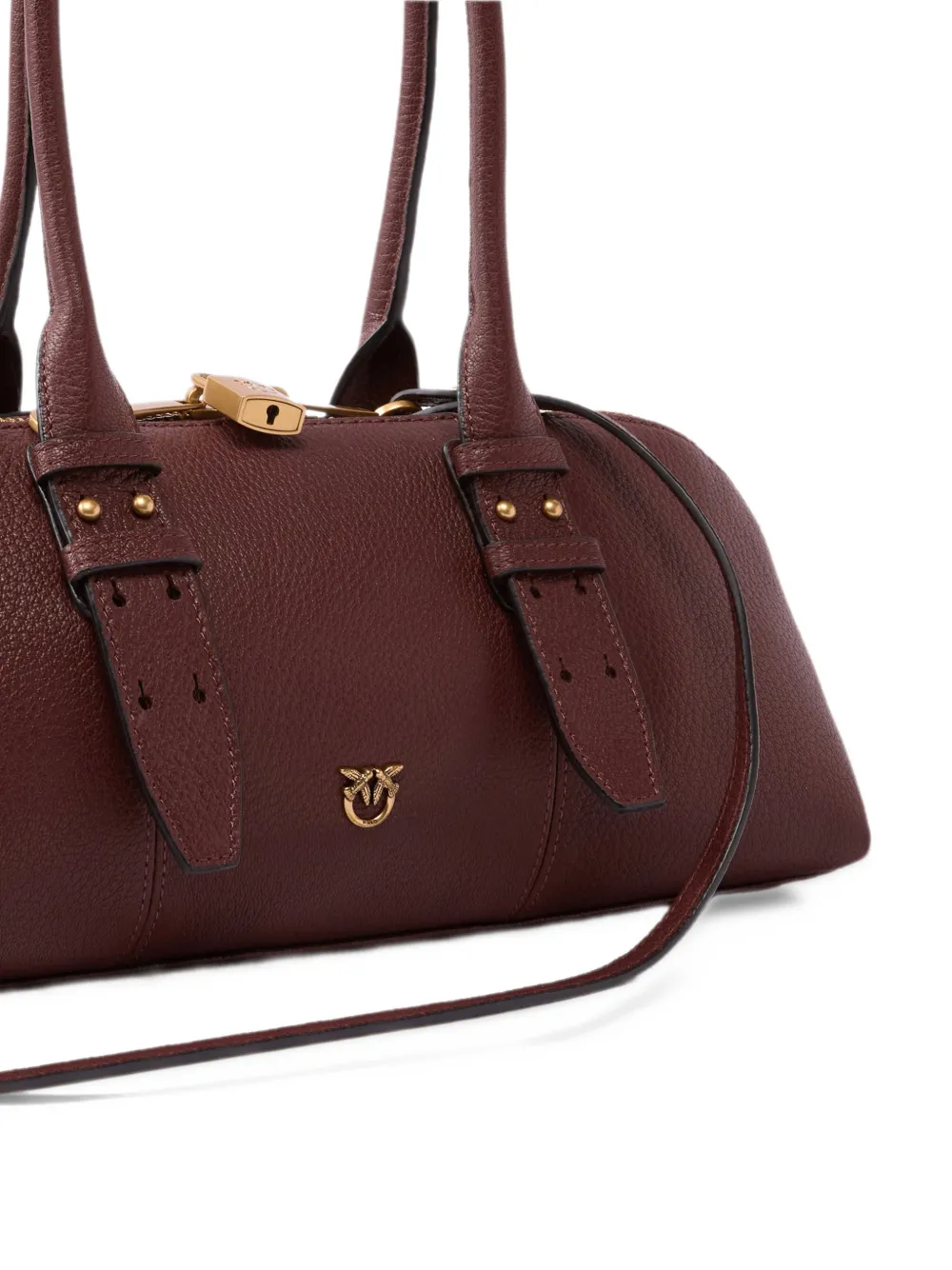 PINKO Love Birds leren shopper Bruin