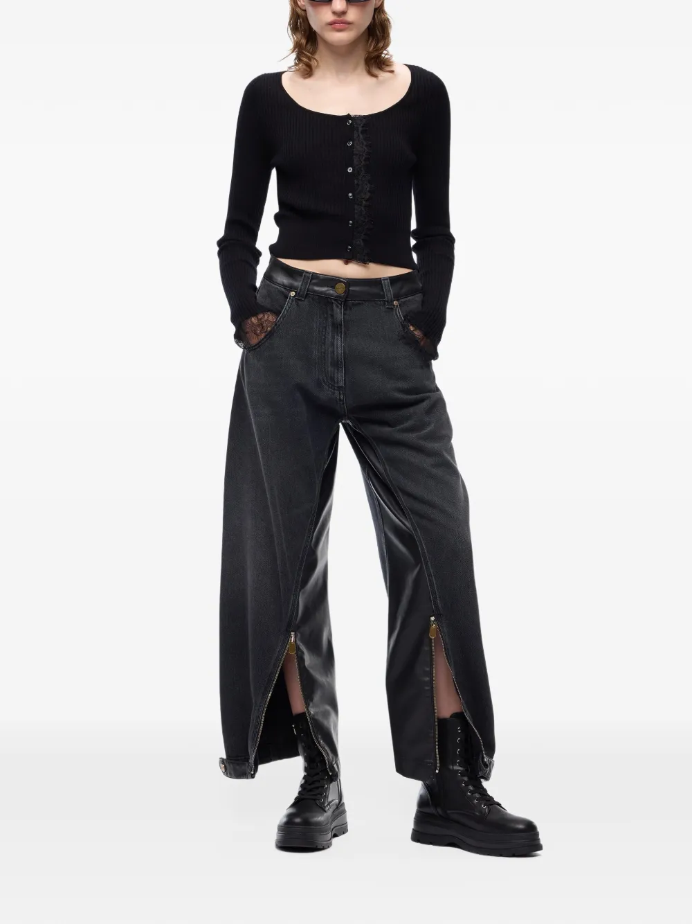 PINKO Jeans met vlakken en rits Zwart
