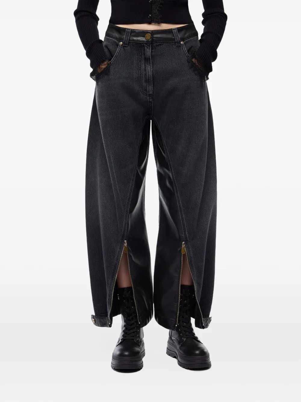 PINKO Jeans met vlakken en rits Zwart