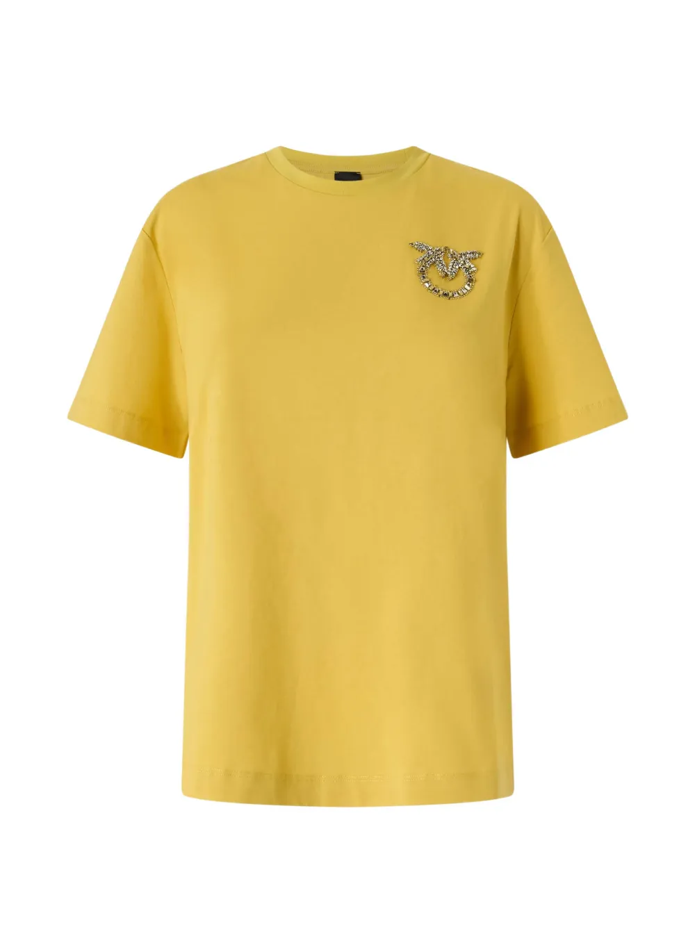 PINKO Love T-Shirt mit Kristallen - Gelb